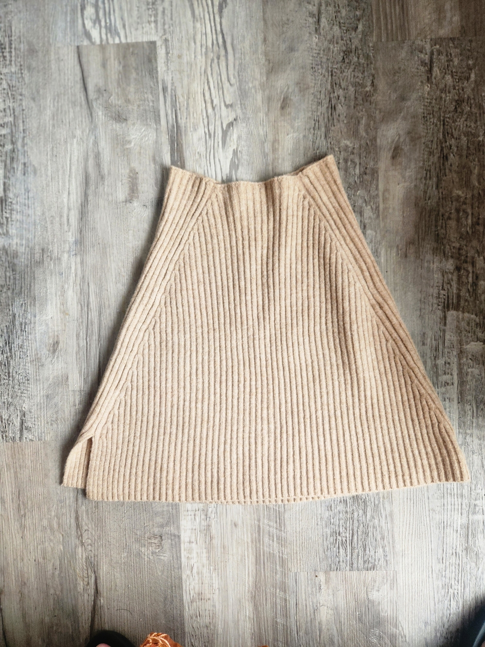 Anthropologie Neutral Beige Ribbed A-Line Skirt